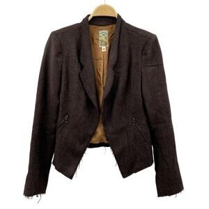 Burning Torch Brown tweed Raw Edge Blazer jacket